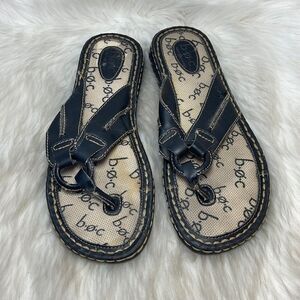 Born BOC Brown Leather‎ O-Ring Thong Sandals Sz 9